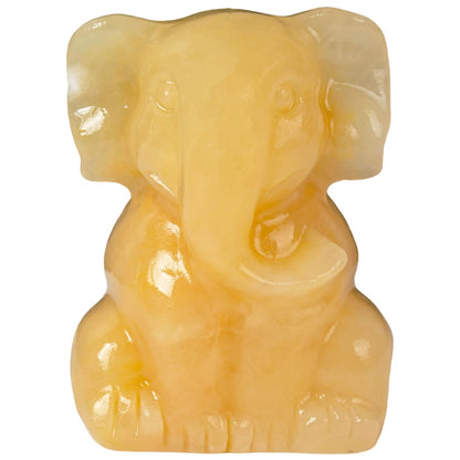 Ytbeoxk 2 Inch Crystal Elephant Decor Statues, Yellow Calcite Cute Sitting Elephant Figurines, Reiki Healing Crystal Carved Animal Statues, Home Office Desk Hand Carved Decor Gifts for Women