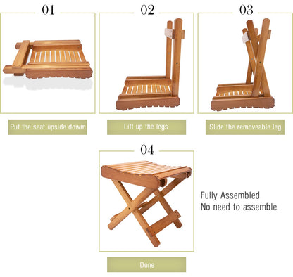 LOYPP Folding Bamboo Stool for Shower, Leg Shaving and Foot Rest, Natural Bamboo Folding Stool, Folding Bamboo Shower Seat, Fully Assembled, 12 Inch High