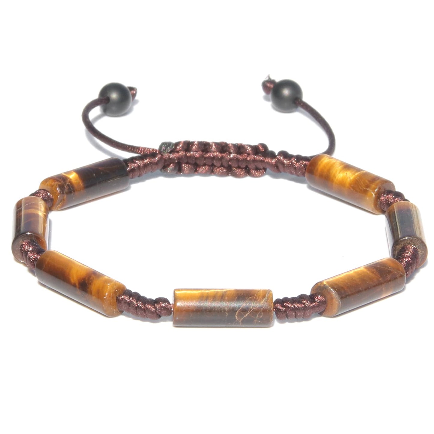 Onesmek Protection Tigers Eye Crystal Bracelet for Men - Healing Crystal Tiger Eye Gemstone Bead Mens Bracelet 6mm, Premium Cylindrical Stone Beads Bracelets Crystals Jewelry Birthday Gifts for Him