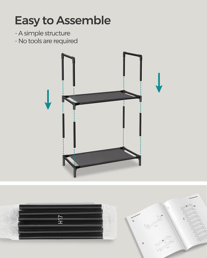 SONGMICS Shoe Rack, 10-Tier Shoe Shelf, Shoe Storage Organizer, 11 x 17.7 x 68 Inches, Metal Frame, Non-Woven Fabric Shelves, for Entryway, Bedroom, Black ULSH010B02