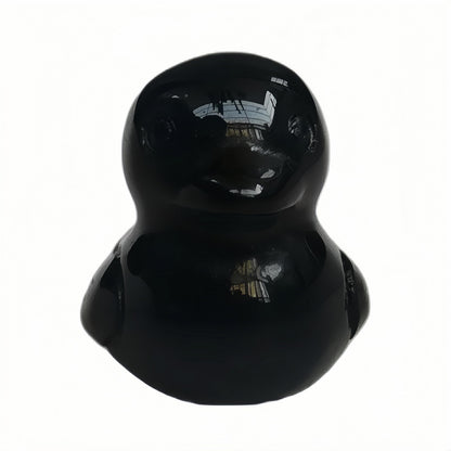Bacatgem Natural Black Obsidian Crystal Duck Carving Positive Energy Home Decoration Desk Decor,1.18 Inchs Crystal and Healing Stone Ornament
