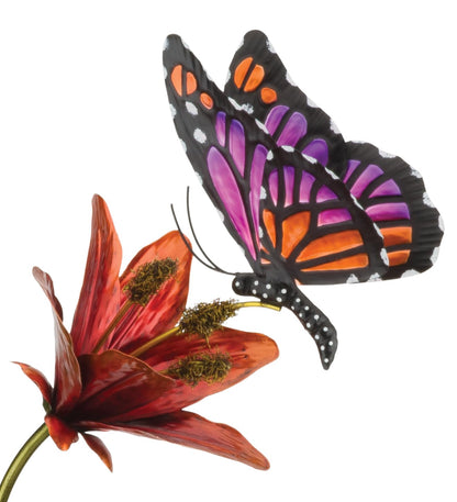 Regal Art & Gift Butterfly Flower Metal Garden Stake - Decorative Handcrafted Outdoor Metal Sculpture for Lawn, Patio & Garden Décor - Pink