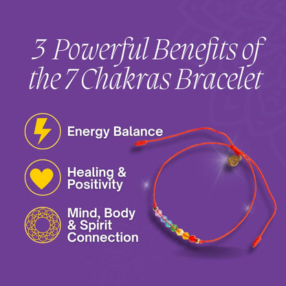 Magic Allure Red String Bracelet – 7 Knot Protection Amulet & Evil Eye Bracelet. Handmade Adjustable. Good Luck Red cord. Waterproof Jewelry. Gift for Men & Women (Chakra-1Unit)