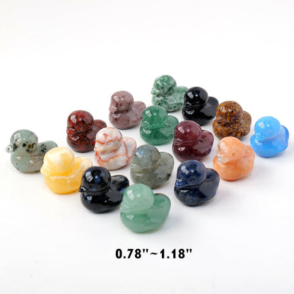 Runyangshi 1PCS Duck Figurine Statue Natural Crystal Obsidian Duck 1.18" Healing Crystal Stone Hand Carved Lucky Duckling Sculpture Home Desk Office Decoration Duck Lover Gift