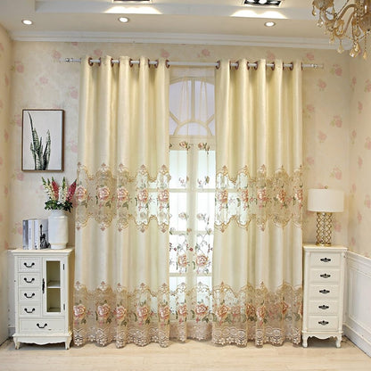 TIYANA Luxury Embroidered Cloth Curtain for Living Room 84 inch Length Custom Romantic Elegant Luxurious Delicate Embroidery Drape Window Dressing Bedroom Grommet Top 1 Panel 39x84 inch