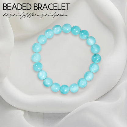 VDKIDKT Chakra Healing Bracelet 10mm Natural Aquamarine Beads Bracelet for Women Men Crystal Healing Stone Bracelet for Calming Energy and Wisdom (Aquamarine)