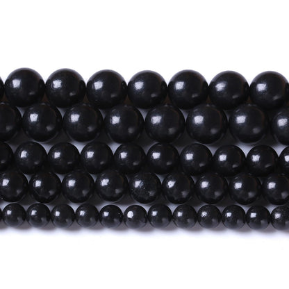 36PCS 10mm Natural Shungite Black Stone Beads for Jewelry Making Round Loose Beads DIY Bracelets Necklaces Energy Crystal Healing (Shungite Beads, 10mm)