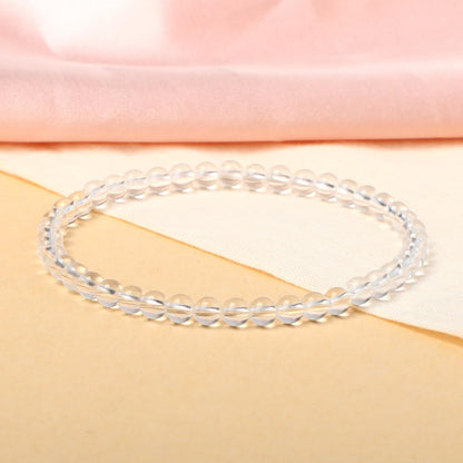 LPBeads Handmade Natural Gemstone Stretch Elastic 4mm Clear Quartz Bracelet Healing Crystal Round Stone Beads Jewelry Gifts for Women Men
