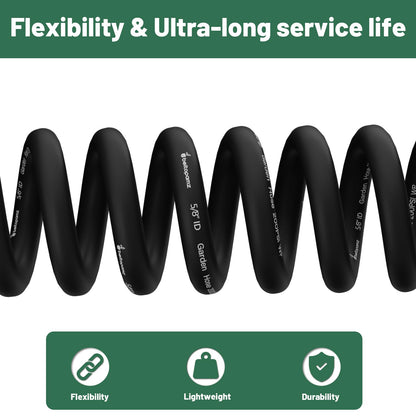 Beitopamz Short Garden Hose 5 ft x 5/8 in Male to Female Heavy Duty Small Water Hose Extender Connector, Lightweight Rubber Hybrid Leader Hose, Leak-Free Connections, 3/4'' Brass Fittings, Black