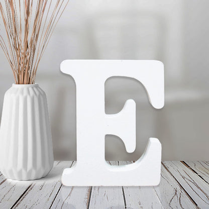 AOCEAN 4 Inch White Wood Letters Unfinished Wood Letter for Wall Decor Decorative Standing Letters Slices Sign Board Decoration for Craft Home Party Projects (E)