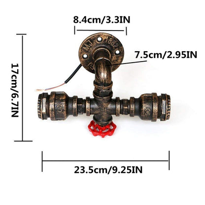 BYSUN Retro Industrial Steampunk Wall Sconce, 2 Lights Metal Water Pipe Style Mounted Lamp Light Fixture, E26 Industrial Vintage Edison Lamp