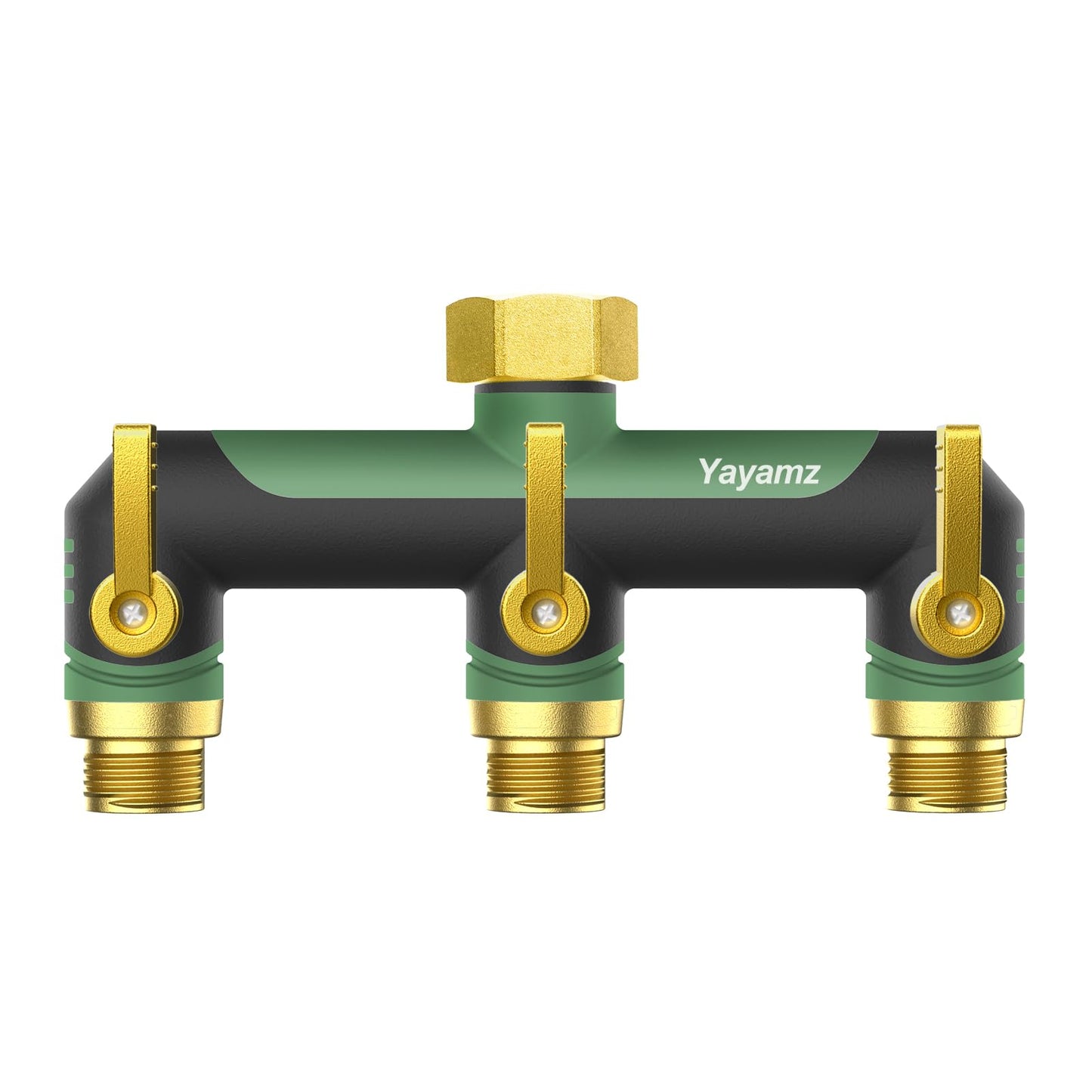 3 Way Garden Hose Splitter,High Flow Outdoor Faucet Splitter,Hose Splitter with Independent Shut Off Valves,Wide Spacing for Hose Timers,Sprinklers,Lawn,Yard and Garden Watering
