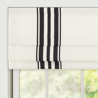 Cordless Roman Shades, Black Stripe Premium Blackout Roman Window Shades, Custom Washable Fabric Roman Shades for Windows, Doors, French Doors, Kitchen Windows (1 Piece)