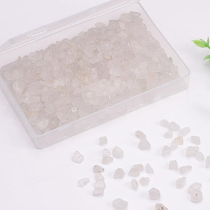 Youngbling Natural Chip Stone Beads 450 Pcs 5-8mm Healing Crystal Irregular Gemstone Beads Drilled Lose Rocks White Jade Bulk for Bracelet Jewelry Making