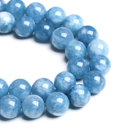 10MM 38PCS Blue Aquamarine Jade Loose Beads for Jewelry Making DIY Bracelet