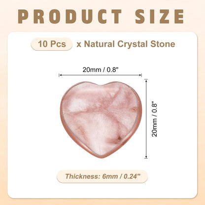 PATIKIL 10Pcs Natural Heart Shaped Crystal Stone, 0.8" Polished Love Gemstone Crystal, Pocket Rock Engraved Worry Stones for Women Valentines Gift Meditation 0.24" Thick, Watermelon Quartz