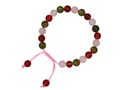Amazing Gemstone Bracelet for Fertility Luck Manifestation - Fertility Crystals Carnelian Unakite Rose Quartz Bracelet Set for Men Women Healing Calming Anxiety Stress Relief Gifts (Adjustable)