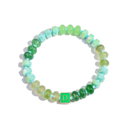 SLYAIH Colorful Beaded Initial Bracelets for Women Boho Crystal Beaded Elastic Stretch Bracelet A-Z Letter Bracelet Handmade Jewelry Gifts for Women