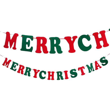 JSDJ Merry Christmas Banner Red Green Wool Felt Garland Christmas Decorations Indoor Happy Holiday Decorations Cute Hanging Decor for Mantel Fireplace Wall, Kids Bedroom, Living Room,Party Supplies