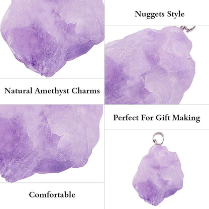 DanLingJewelry 30pcs Natural Amethyst Healing Point Chakra Reiki Nuggets Pendants for Necklace Earrings Bracelet Jewelry Making 12-20x20-26mm