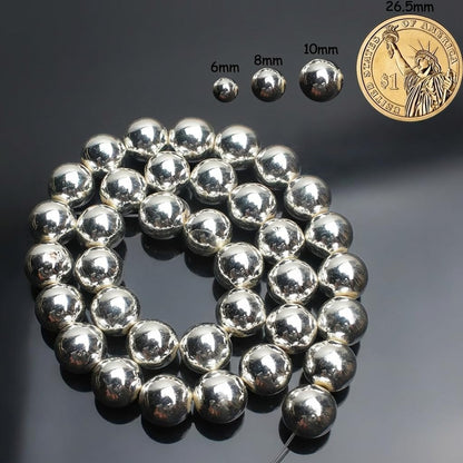 Yochus 45pcs Sliver Hematite Beads，8mm Healing Power Natural Stone Round Loose Gemstone Beads for Jewelry Making Earring Necklace DIY Crafts