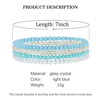 Noessla Beaded Boho Stretch Bracelet Colorful Stackable Crystal Beads Bracelets Trendy Costume Jewelry Mothers Day Gifts for Women(Light blue)