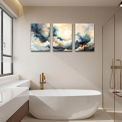 TTHYUEWS Canvas Wall Art - Modern & Minimalist Abstract Ink Paintings - Framed Canvas Prints for Living Room, Bedroom, Office & Bathroom - 3 Piece Set