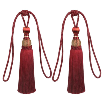 EleCharm 1 Pair Simple Elegant Curtain Cord Tie Drape Holdback Bedroom Curtain Buckle (Wine Red)