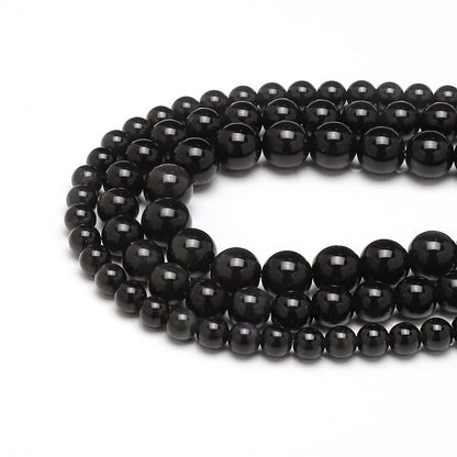 45pcs 8mm Natural Black Obsidian Gemstone Beads Energy Healing Crystal Round Loose Stone Beads for Jewelry Making, DIY Bracelets Necklaces