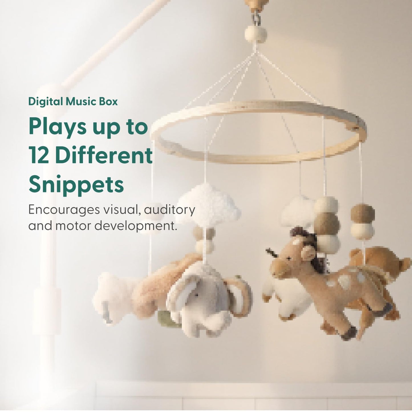 The Peanutshell Crib Mobile for Boys or Girls - Wooden Musical Baby Crib Mobile with 12 Lullabies, Jungle Animal, Baby Mobile Crib Safari Serenity Nursery Decor