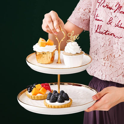 Aebor 3 Tier Round Porcelain Tiered Cupcake Stand, Tiered Serving Stand, Dessert Stand, Serving Tray Platter for Tea Party, Wedding and Birthday (Green)