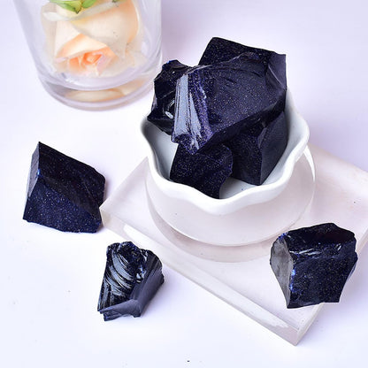Erliway 1.25-2" Blue Goldstone Raw Crystals, Natural Rough Blue Goldstone, Healing Raw Stones for Fountain Rock, Home Decor Meditation Energy Balancing Wire Wrapping Wicca & Reiki