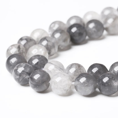 32pcs 12mm Natural Grey Cloud Crystal Stone Beads for Jewelry Making Energy Healing Power Stone Beads DIY Bracelet Necklace Accessories 15" (12mm, Grey Cloud Crystal)