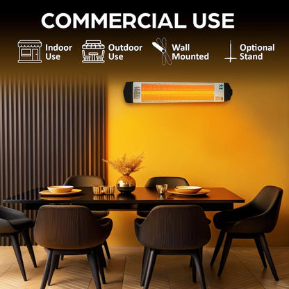 Econat C-15 Infrared Electric Wall Heater 1500W, Adjustable Thermostat, Quiet Targeted Heat, Indoor & Outdoor Use — 2 Pack