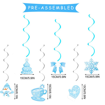 Winter Wonderland Party Decorations Winter-Themed Banner Snowflake Snowman Table Centerpieces Snowflake Frozen Ceiling Hanging Streamers for Wonderland Frozen Winter It's Snowing Party Supplies