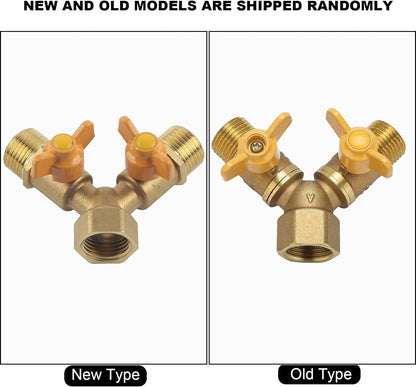 1/2 Inch Water Hose Splitter Washing Machine Splitter G1/2 Brass Garden Irrigation 2 Way Double Tap Hose Adapter Dual Faucet Connector