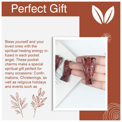 "Mahogany Obsidian Gemstone Guardian Angel Healing Crystal, Hand Carved Pocket Angel Figurine - Handmade Mini Statue for Love, Peace & Healing, Crystals for Positive Energy, Natural Gemstone Figurine"