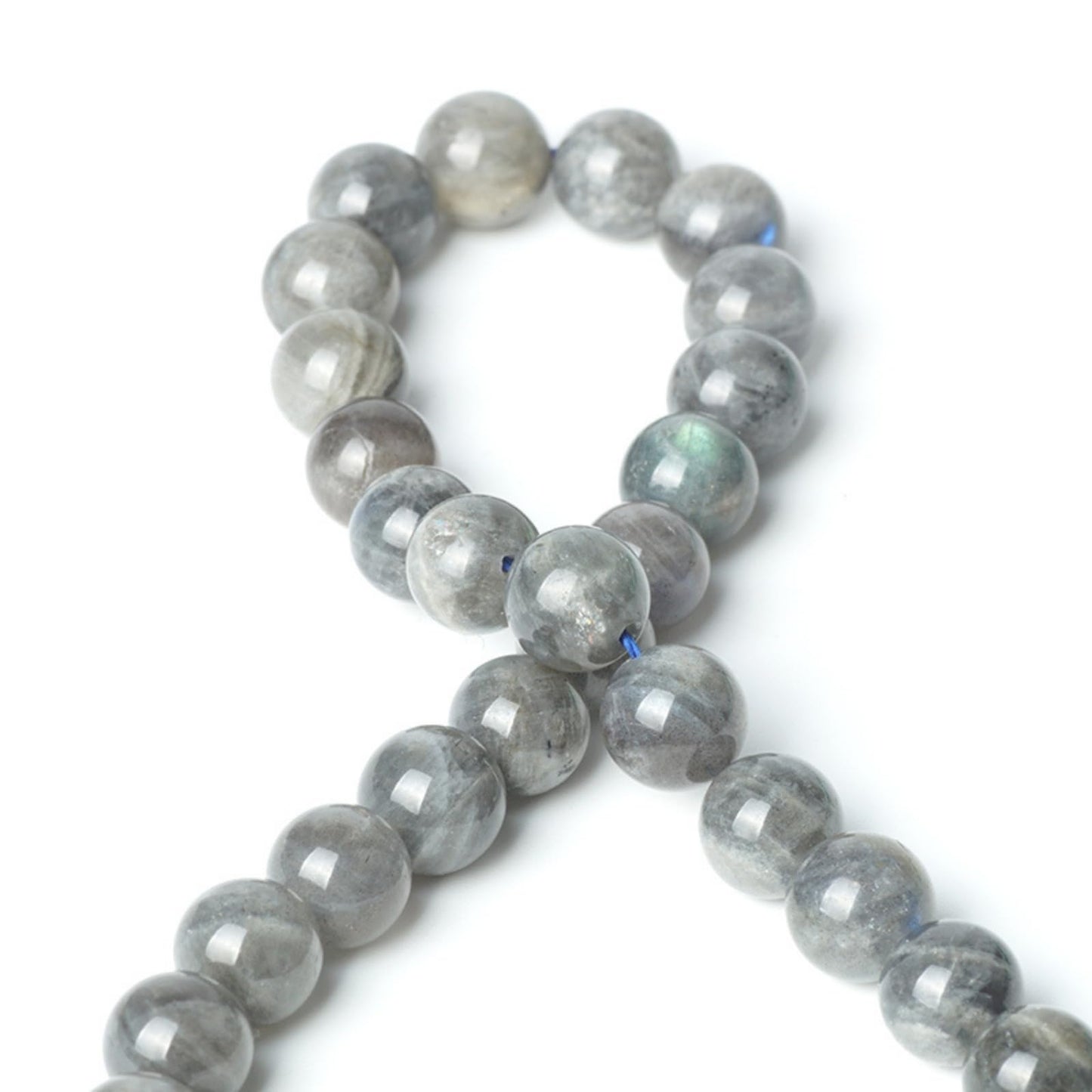 100Pcs Natural Stone 8mm Grey Moonstone Round Loose Gemstone Energy Healing Beads Hole Size 1mm DIY Smooth Beads for Bracelet Necklace Earrings Jewelry Making