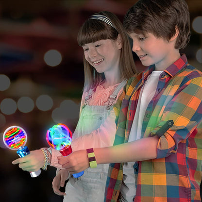 ArtCreativity Light Up Magic Ball Wand & Spinning Light Wand Set – LED Light Spinner Wands for Kids, Includes Flashing Light Up Spinner – Sensory Toys for Kids with Autism – Batteries Included