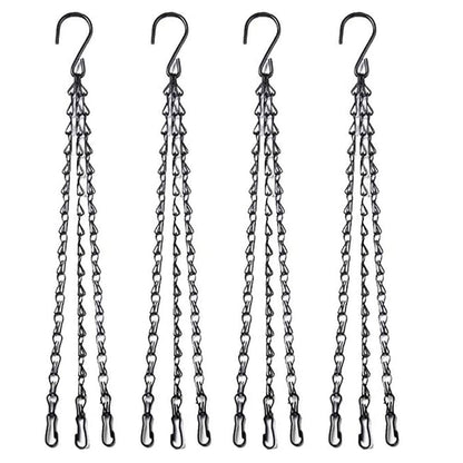 HHTHH 4pcs 18 inch Black Hanging Basket Chain with Hooks Flower Plant Pot Replacement Chain Hanger for Bird Feeders,Planters,Lanterns and Ornaments