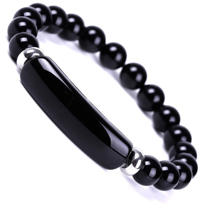 QVVWOPQ Obsidian Stretch Bracelet 8mm Natural Healing Gemstone Chakra Crystal Energy Charm Bracelet for Womens (Obsidian)