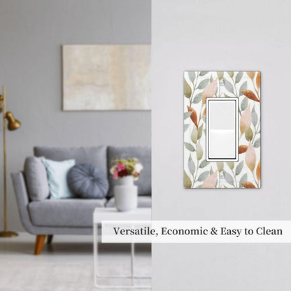Bohemian Abstract Leaves 1 Gang Wall Plate Decorative Single Rocker Light Switch Cover Decora Switchplate Electrical GFCI Outlet Covers Faceplate 5 X 3 Inch