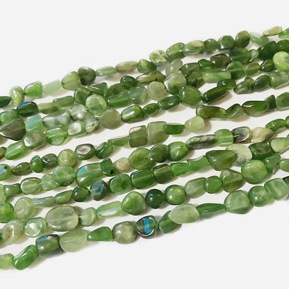 jodaying 6-8mm Natural Green Canada Jade Nuggets Oval Free Tumbled Pebble Semi Precious Gemstone Loose Stone Beads Approx 15.5 inch for DIY Jewelry Making