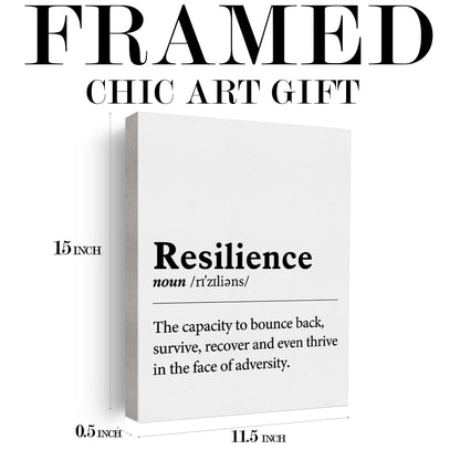 Inspirational Wall Art Decor Motivational Poster Framed Painting Print Resilience Definition Canvas Artwork for Home Office Decor 12 X 15 Inch