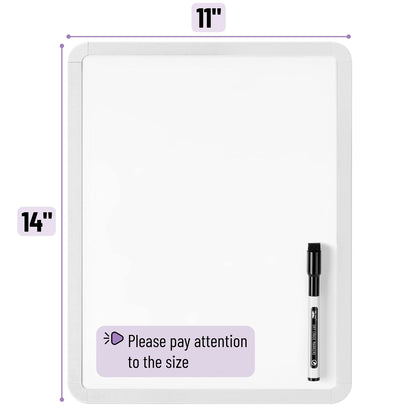 Mr. Pen- Dry Erase Board, 14” x 11” with a Black Dry Erase Marker, White Frame, Small Mini White Board for Students, Fridge, Wall, Locker, Includes Double Sided Tapes
