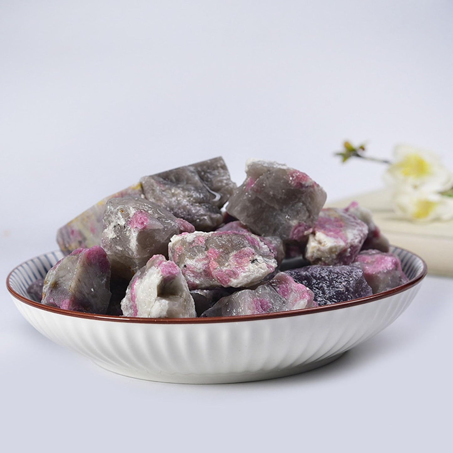 Plum Blossom Tourmaline Raw Crystals Healing Crystals Natural Rough Stones 1.2-2" for Tumbling, Fountain Rocks, Yoga, Meditation, Polishin, Gift 30