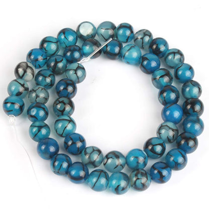 Song Xi Blue Dragon Black Vein Agate Beads 6mm Stone Beads for Jewelry Making Gemstone Beads