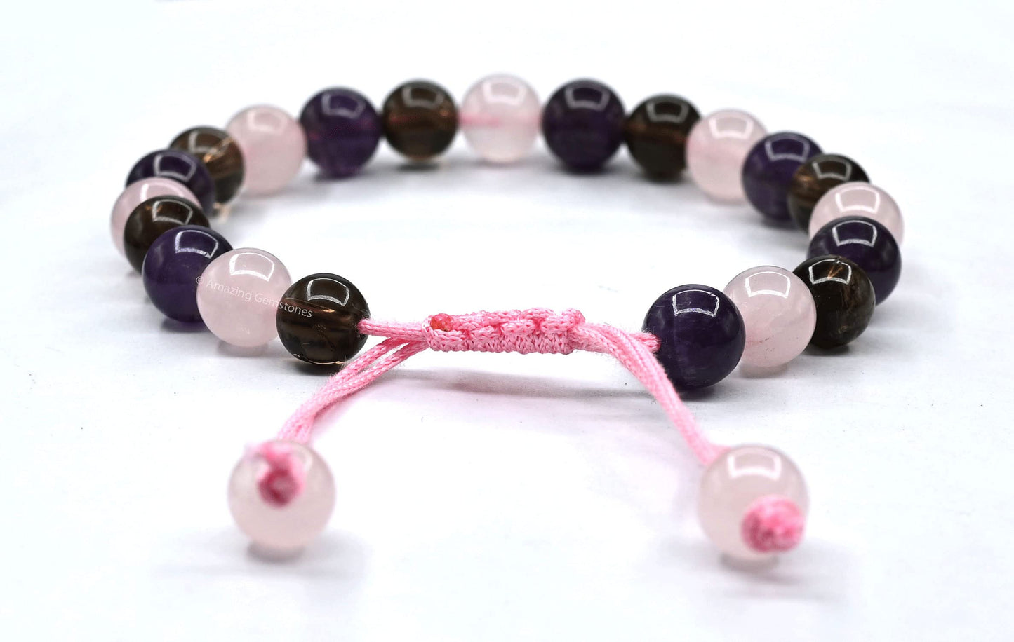 Amazing Gemstone Bracelet for Sleep Manifestation - Rose Quartz Smoky Quartz Amethyst Bracelet Set - Healing Calming Anxiety Stress Relief Gifts Pulseras Para Hombres Mujer Stocking Stuffers
