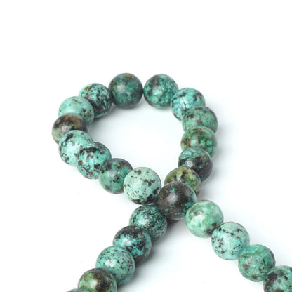 100Pcs Natural Stone 8mm African Turquoise Round Loose Gemstone Energy Healing Beads Hole Size 1mm DIY Smooth Beads for Bracelet Necklace Earrings Jewelry Making