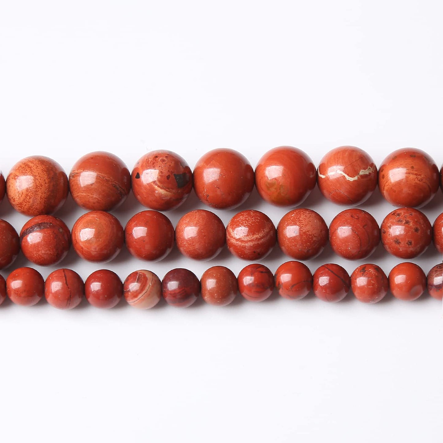 48PCS 8MM Red Jasper Stone Beads Round Loose Beads for Jewelry Making DIY Energy Stone Healing Power Bracelet 15in
